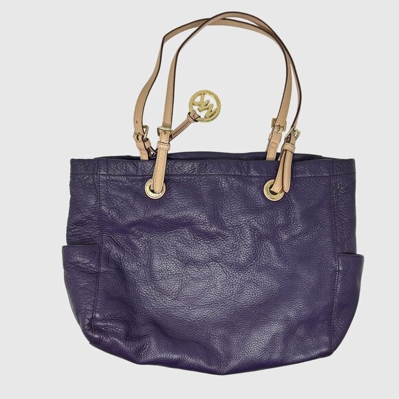 Michael Kors Large Purple Pebbled Leather Tote Bag - Picture 4 of 14